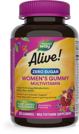 <{%PRIMARY_14618%}>Nature's Way® | Alive! Zero Sugar Women's Gummy Multivitamin, 50 gummies, Strawberry