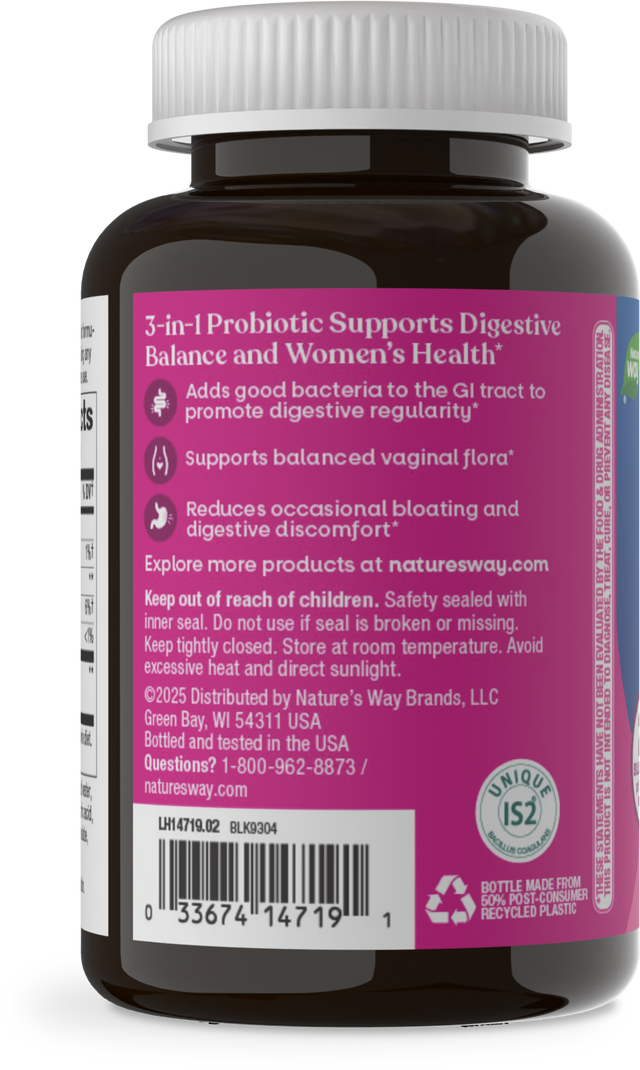 <{%360IMAGE5_14719%}>Nature's Way® | Pearls Women's Probiotic Gummy 3-in-1 - left side of pack