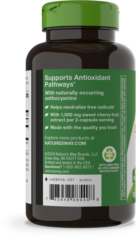 <{%360IMAGE2_08540%}>Nature's Way® | Cherry Fruit Sweet Cherry Extract - left side of pack