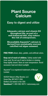 <{%360IMAGE9_15838%}>Nature's Way® | Alive! Calcium Bone Support - back of pack