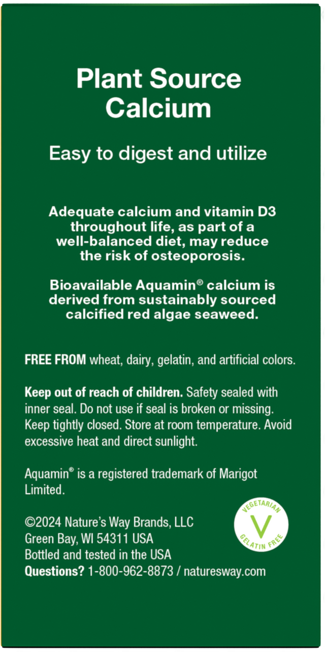 <{%360IMAGE9_15838%}>Nature's Way® | Alive! Calcium Bone Support - back of pack
