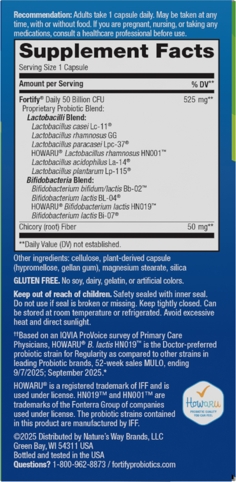 <{%360IMAGE1_10673%}>Nature's Way® | Fortify Adult Daily Pre+Probiotic - right side of pack