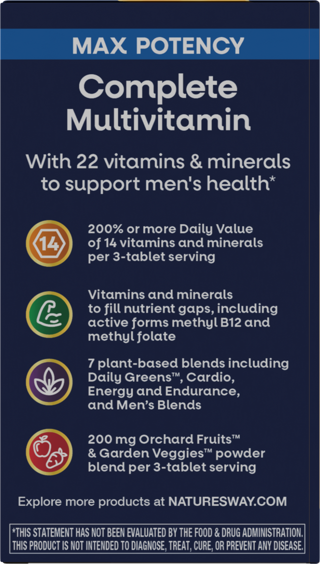 <{%360IMAGE3_15542%}>Nature's Way® | Alive! Max3 Potency Men's Complete Multivitamin Tablets - left side of pack