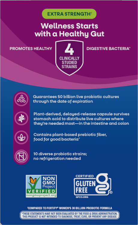 <{%360IMAGE2_11581%}>Nature's Way® | Fortify Women's Daily Pre+Probiotic - back of pack