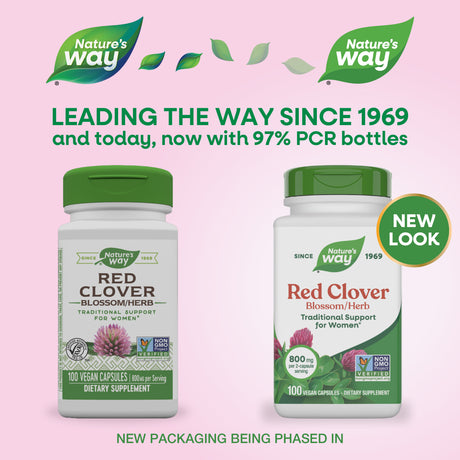 <{%MAIN1_16000%}>Nature's Way® | Red Clover Blossom / Herb - package updates old to new