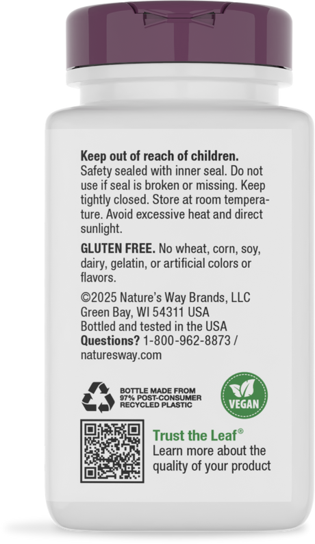 <{%360IMAGE3_62700%}>Nature's Way® | Reishi Mushroom Standardized Extract - back of pack