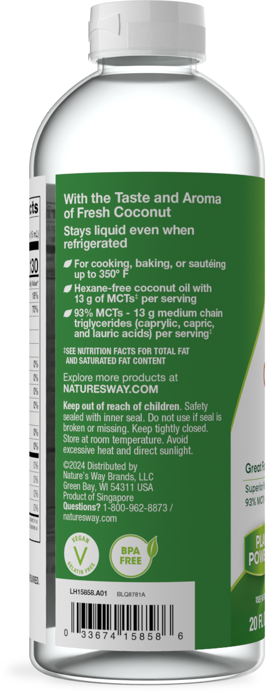 <{%360IMAGE5_15858%}>Nature's Way® | Liquid Coconut Oil - left side of pack