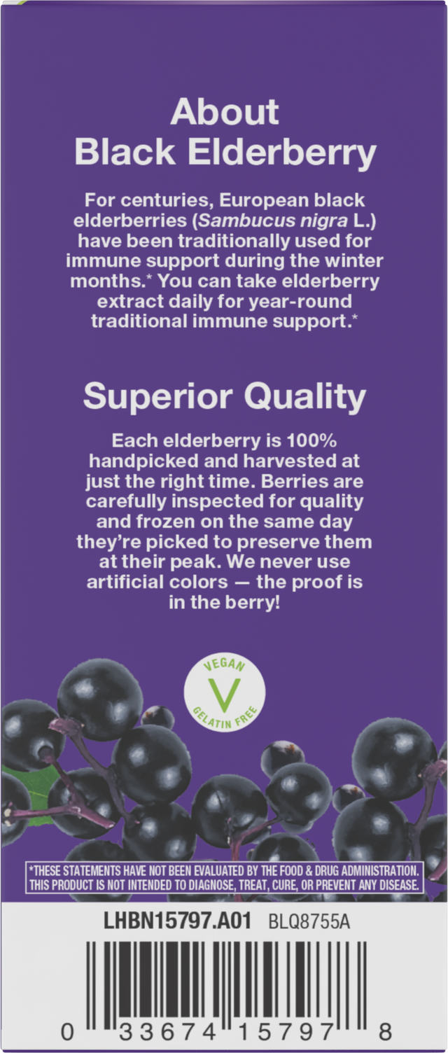 <{%360IMAGE2_15797%}>Nature's Way® | Sambucus Organic Traditional Elderberry Immune Syrup for Kids - back of pack