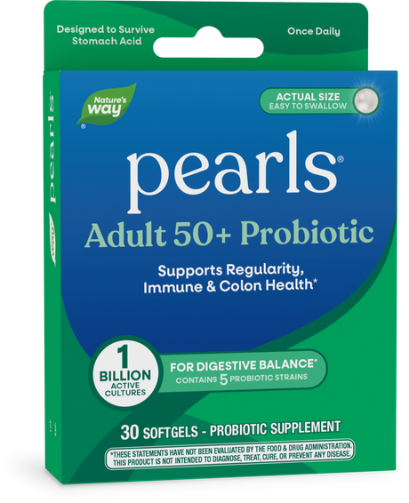 <{%PRIMARY_10510%}>Nature's Way® | Pearls Adult 50+ Probiotic, 30 softgels
