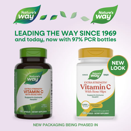 <{%MAIN7_40312%}>Nature's Way® | Vitamin C with Rose Hips Extra Strength - package updates old to new