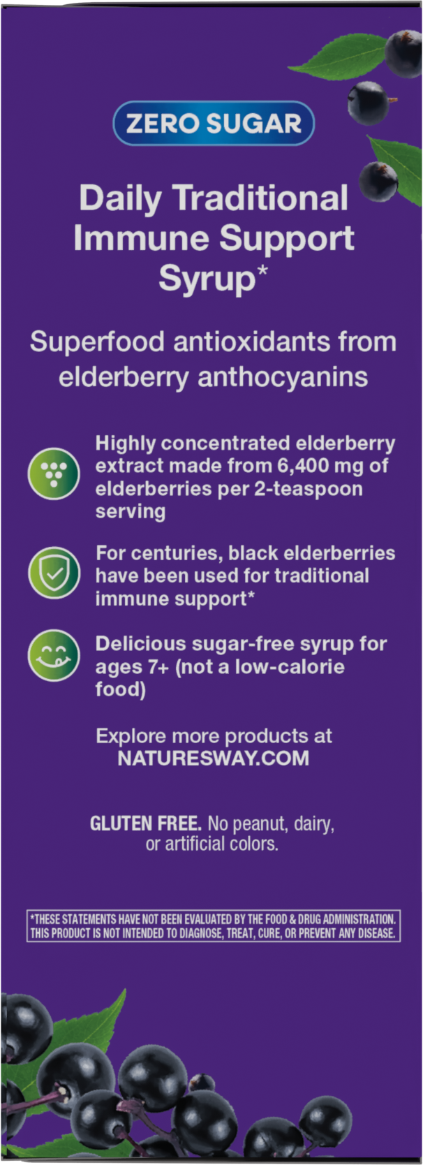 <{%360IMAGE7_15331%}>Nature's Way® | Sambucus Zero Sugar Traditional Elderberry Immune Syrup - left side of pack