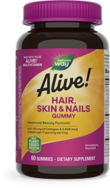 <{%PRIMARY_11534%}>Nature's Way® | Alive! Hair, Skin & Nails Gummies, 60 gummies, Strawberry