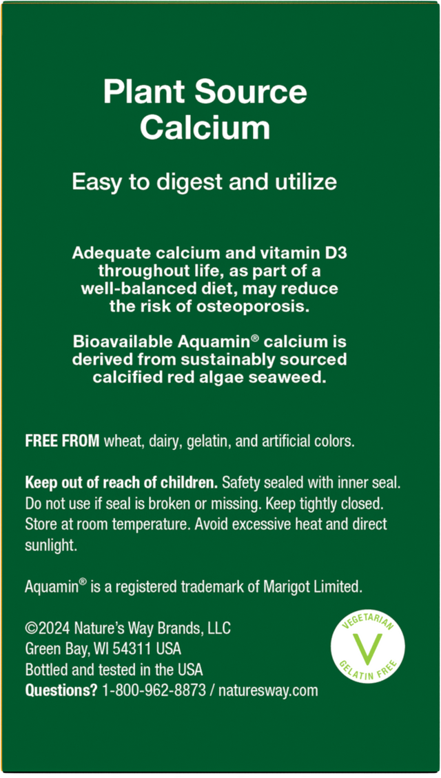 <{%360IMAGE2_15839%}>Nature's Way® | Alive! Calcium Bone Support - back of pack