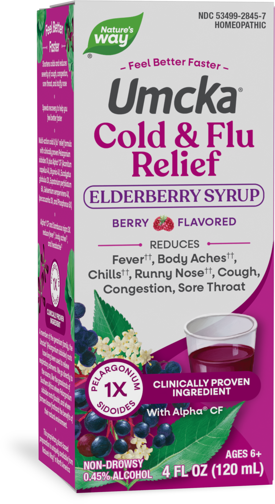 <{%PRIMARY_15845%}>Nature's Way® | Umcka Cold & Flu Relief Elderberry Syrup, 4 fl oz (120 ml), Berry