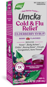 <{%PRIMARY_15845%}>Nature's Way® | Umcka Cold & Flu Relief Elderberry Syrup, 4 fl oz (120 ml), Berry