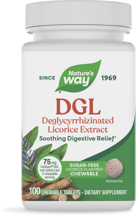 <{%PRIMARY_09021%}>Nature's Way® | DGL Sugar Free, 100 chewables, Licorice