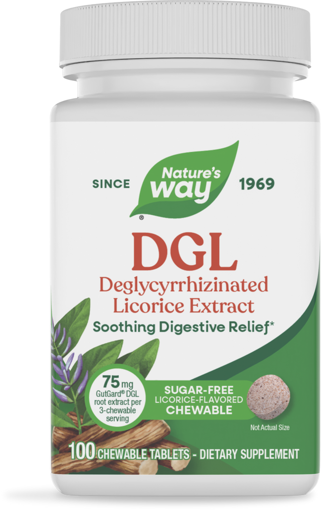 <{%PRIMARY_09021%}>Nature's Way® | DGL Sugar Free, 100 chewables, Licorice