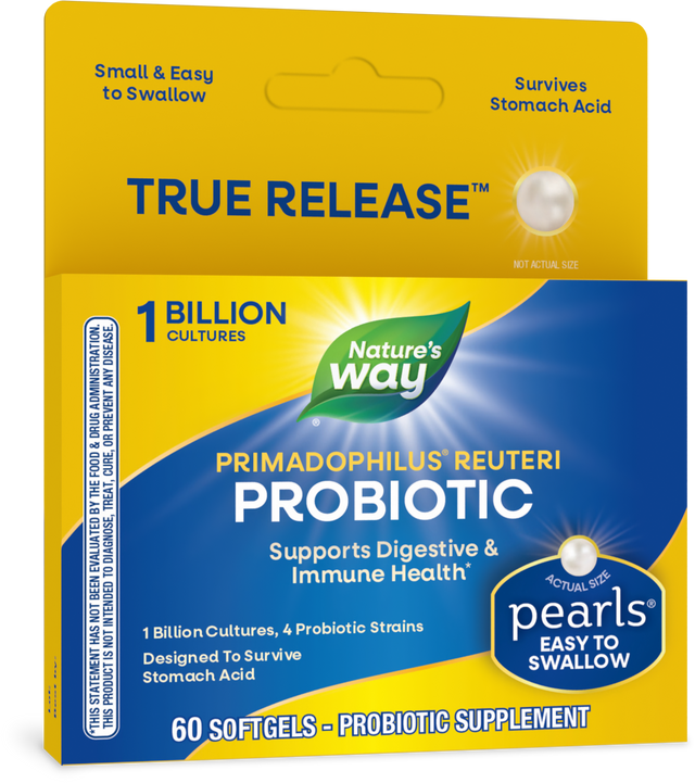 <{%PRIMARY_15770%}>Nature's Way® | Primadophilus Reuteri Pearls Probiotics, 60 softgels