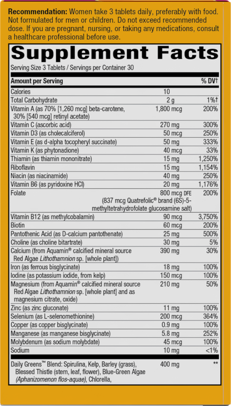 <{%360IMAGE1_15543%}>Nature's Way® | Alive! Max3 Potency Women's Complete Multivitamin - right side of pack
