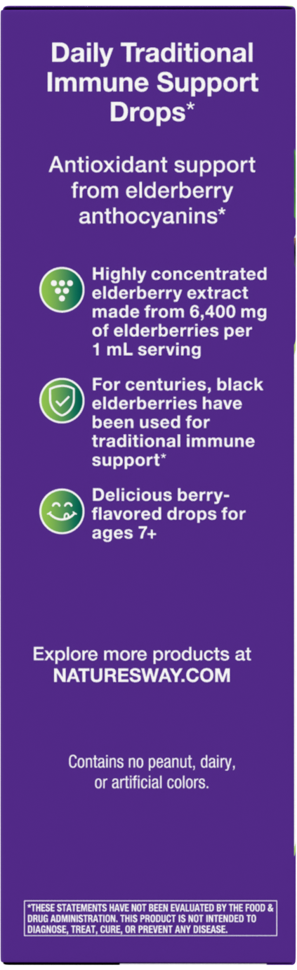 <{%360IMAGE3_10493%}>Nature's Way® | Sambucus Traditional Immune Elderberry Drops - left side of pack