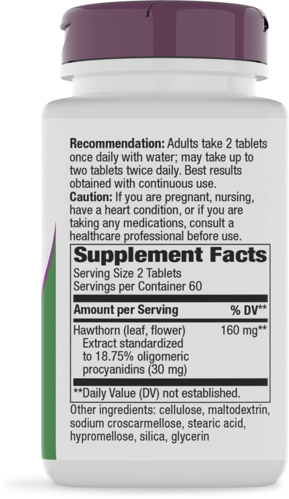 <{%360IMAGE1_6690%}>Nature's Way® | HeartCare Hawthorn Standardized Extract - right side of pack