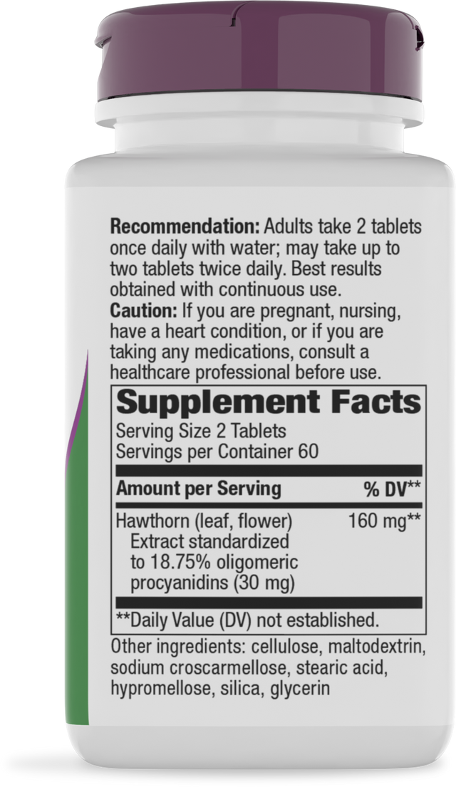 <{%360IMAGE1_6690%}>Nature's Way® | HeartCare Hawthorn Standardized Extract - right side of pack