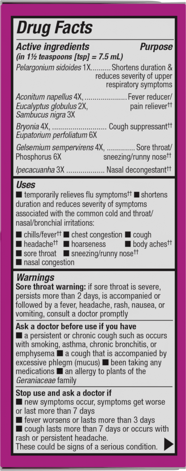 <{%360IMAGE1_15845%}>Nature's Way® | Umcka Cold & Flu Relief Elderberry Syrup - right side of pack