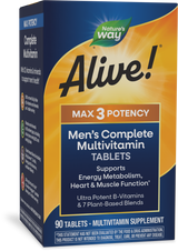 <{%PRIMARY_15542%}>Nature's Way® | Alive! Max3 Potency Men's Complete Multivitamin Tablets, 90 tablets