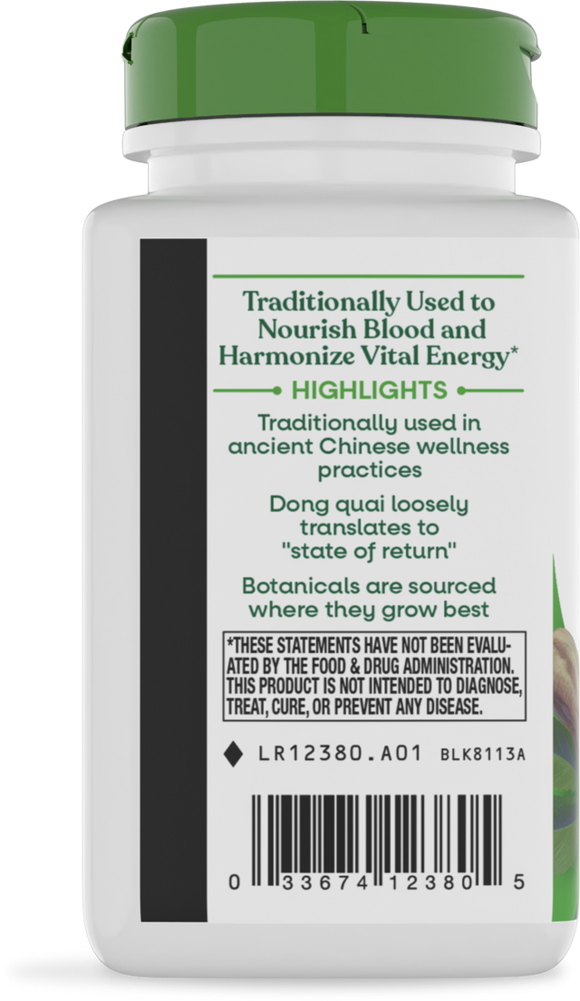 <{%360IMAGE2_12380%}>Nature's Way® | Dong Quai Root - left side of pack