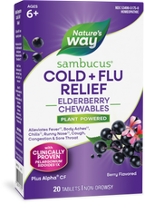 <{%PRIMARY_15175%}>Nature's Way® | Sambucus Cold+Flu Relief Elderberry Chewables, 20 chewables, Berry