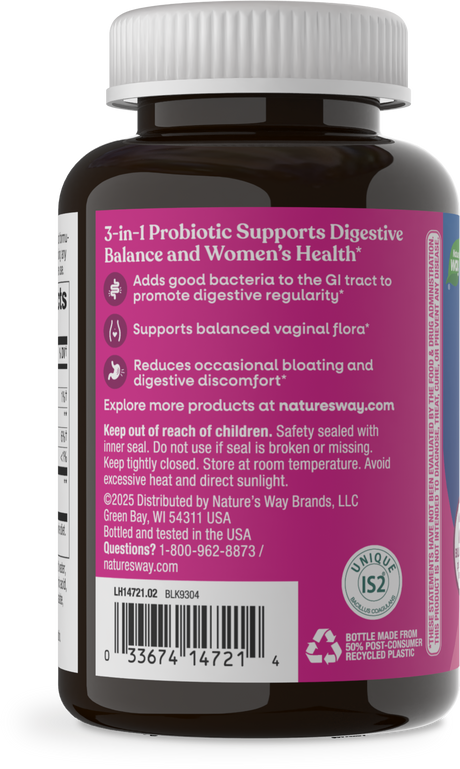 <{%360IMAGE2_14721%}>Nature's Way® | Pearls Probiotic Women's Gummy 3-in-1  - left side of pack