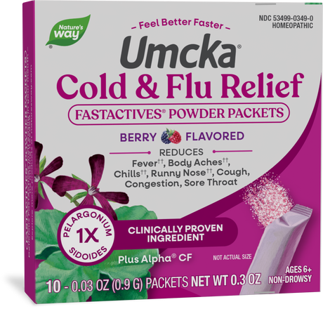 <{%PRIMARY_15349%}>Nature's Way® | Umcka Cold&Flu Relief FastActives, 10 powder packetss, Berry