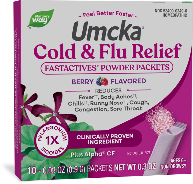 <{%PRIMARY_15349%}>Nature's Way® | Umcka Cold&Flu Relief FastActives, 10 powder packetss, Berry