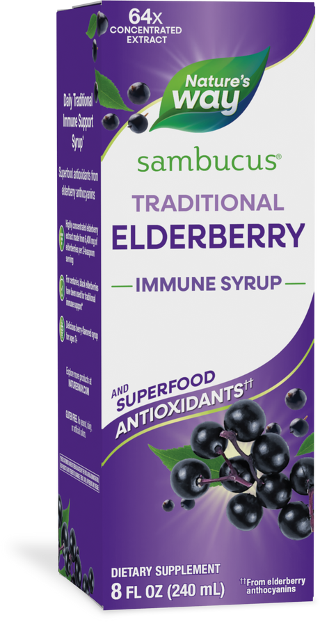 <{%PRIMARY_15332%}>Nature's Way® | Sambucus Traditional Elderberry Immune Syrup, 8 fl oz (240 ml), Elderberry