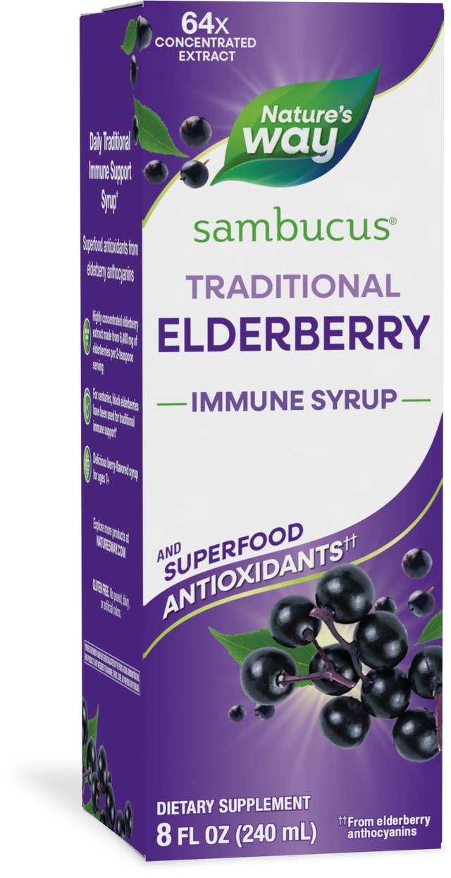 <{%PRIMARY_15332%}>Nature's Way® | Sambucus Traditional Elderberry Immune Syrup, 8 fl oz (240 ml), Elderberry