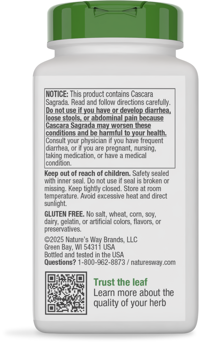 <{%360IMAGE7_11308%}>Nature's Way® | Cascara Sagrada - back of pack