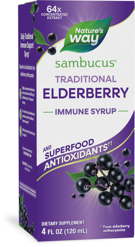 <{%PRIMARY_6970%}>Nature's Way® | Sambucus Traditional Elderberry Immune Syrup, 4 fl oz (120 ml), Elderberry
