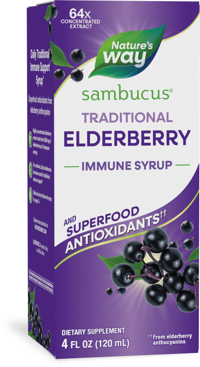 <{%PRIMARY_6970%}>Nature's Way® | Sambucus Traditional Elderberry Immune Syrup, 4 fl oz (120 ml), Elderberry