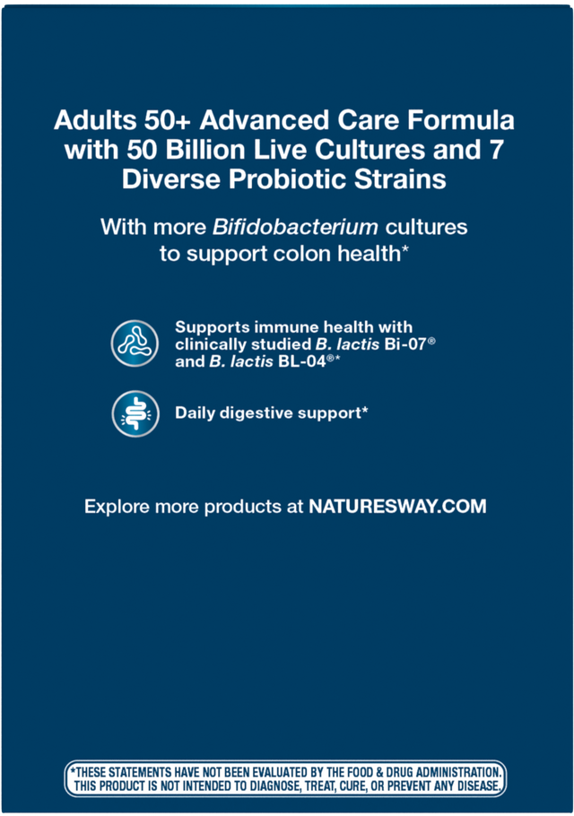 <{%360IMAGE2_10762%}>Nature's Way® | Fortify Optima Adult 50+ 50 Billion Probiotic - back of pack