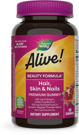 <{%PRIMARY_11973%}>Nature's Way® | Alive! Hair, Skin & Nails Premium Gummies, 60 gummies, Strawberry
