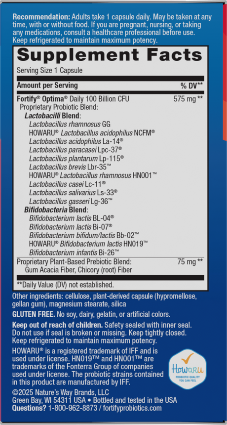 <{%360IMAGE1_15784%}>Nature's Way® | Fortify Optima Pre+Probiotic - right side of pack