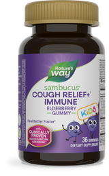<{%PRIMARY_13676%}>Nature's Way® | Sambucus Kids Cough Relief +♢ Immune* Elderberry Gummies, 36 gummies, Elderberry