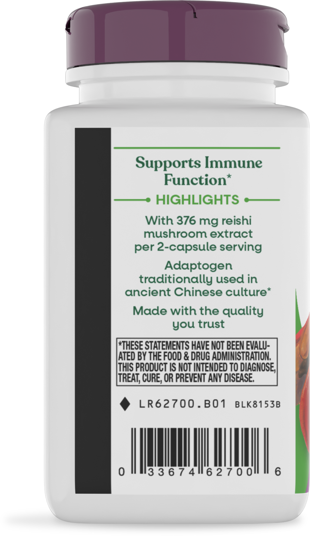 <{%360IMAGE2_62700%}>Nature's Way® | Reishi Mushroom Standardized Extract - left side of pack