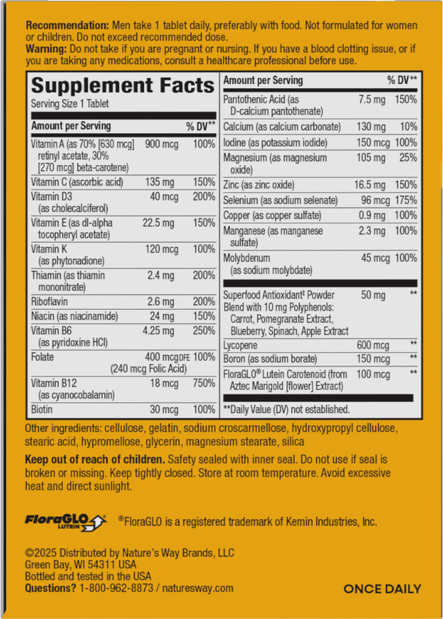 <{%360IMAGE4_13660%}>Nature's Way® | Alive! Men's Complete Multivitamin - back of pack