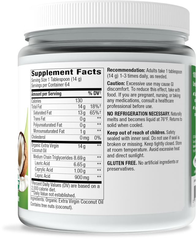<{%360IMAGE4_15659%}>Nature's Way® | Organic Extra Virgin Coconut Oil - right side of pack