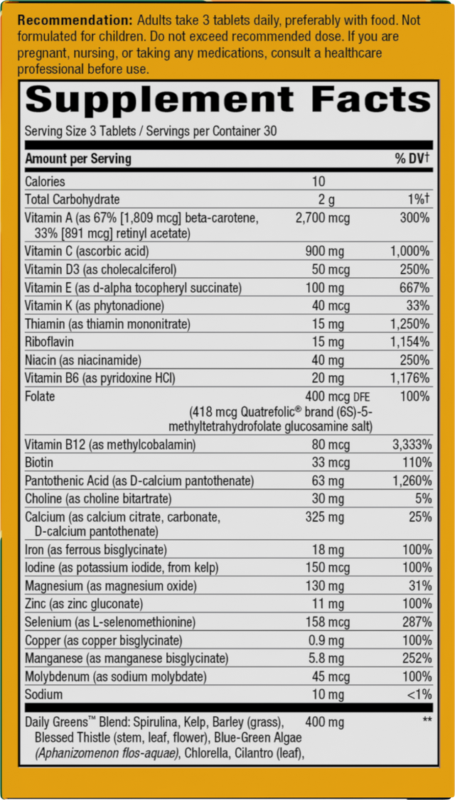 <{%360IMAGE1_14927%}>Nature's Way® | Alive! Max3 Potency Adult Complete Multivitamin - right side of pack