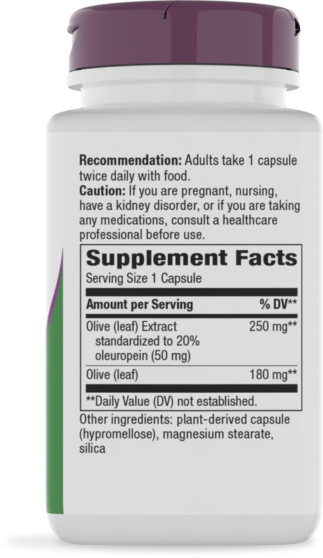 <{%360IMAGE1_15480%}>Nature's Way® | Olive Leaf Standardized Extract - right side of pack