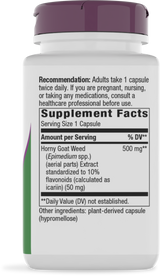 <{%360IMAGE1_15311%}>Nature's Way® | Horny Goat Weed Standardized Extract - right side of pack