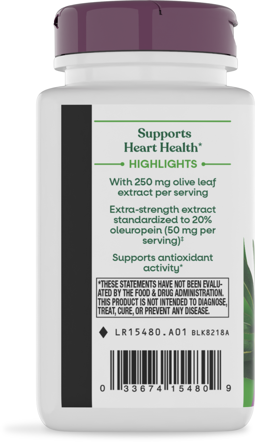 <{%360IMAGE2_15480%}>Nature's Way® | Olive Leaf Standardized Extract - left side of pack