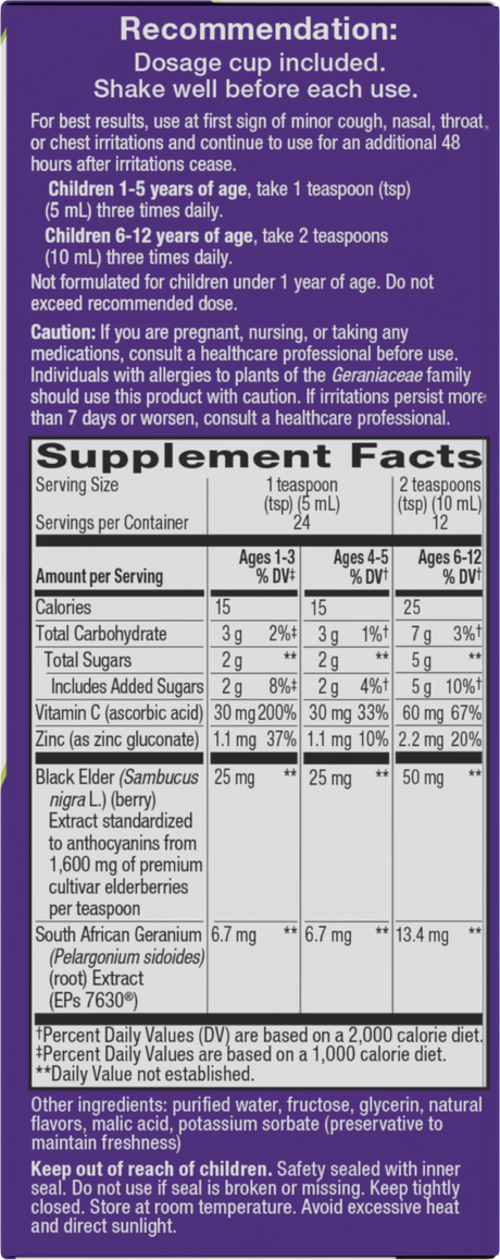 <{%360IMAGE1_13671%}>Nature's Way® | Sambucus Kids Cough Relief +♢ Immune* Elderberry Syrup - right side of pack